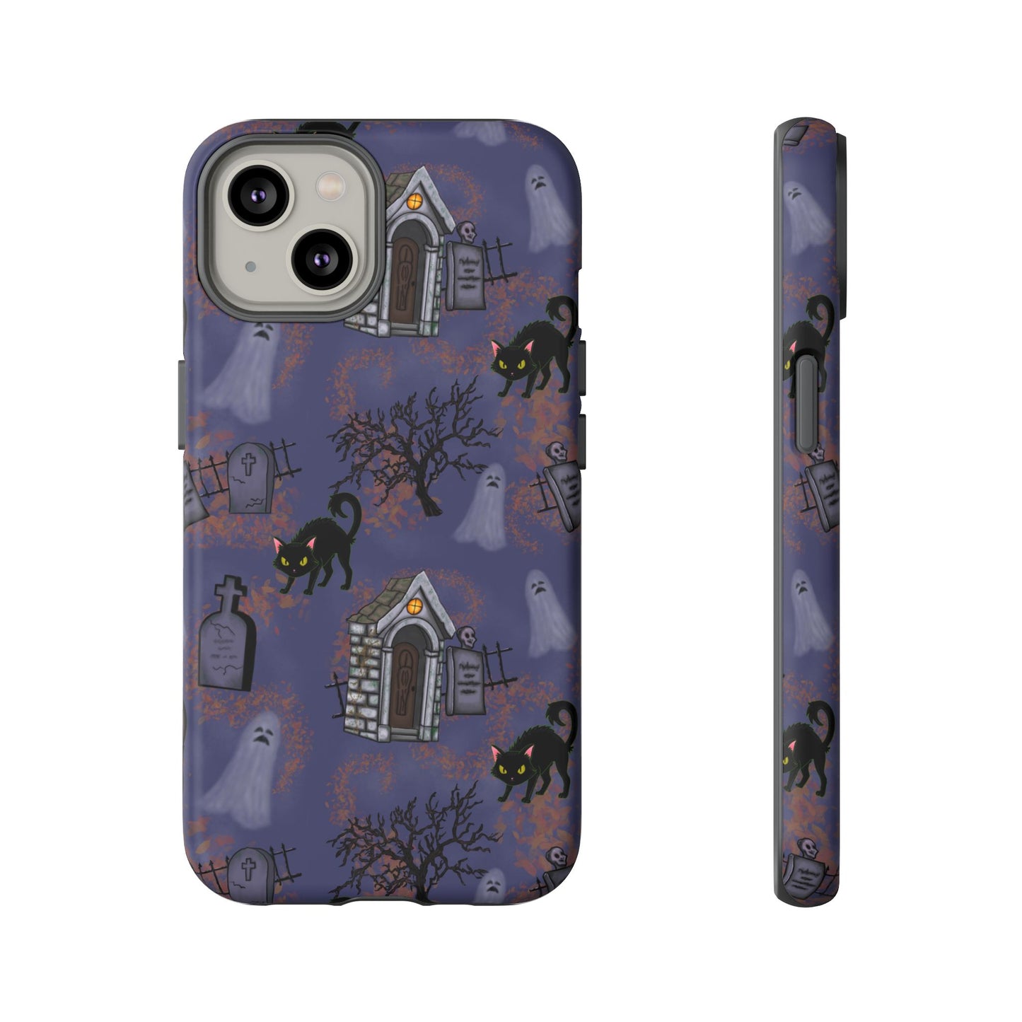 Halloween Phone Case, Spooky Cat Design, Tough Phone Cover, Gift for Cat Lovers, Fall Decor, Halloween Accessories