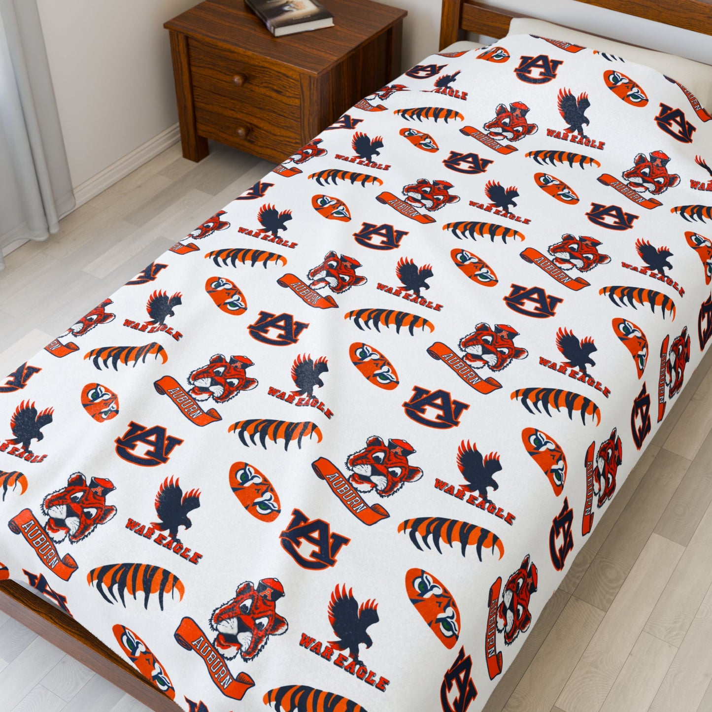 Auburn Tigers Velveteen Plush Blanket - Perfect for Game Day, Dorm Decor, Gift, Home Essentials, Soft Throw