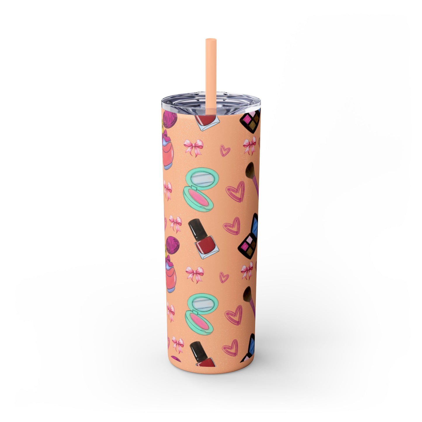Cosmetic-Themed Skinny Tumbler with Straw | Perfect Gift for Makeup Lovers, Fashionistas, Beauty Enthusiasts, Birthday Celebrations, [...]