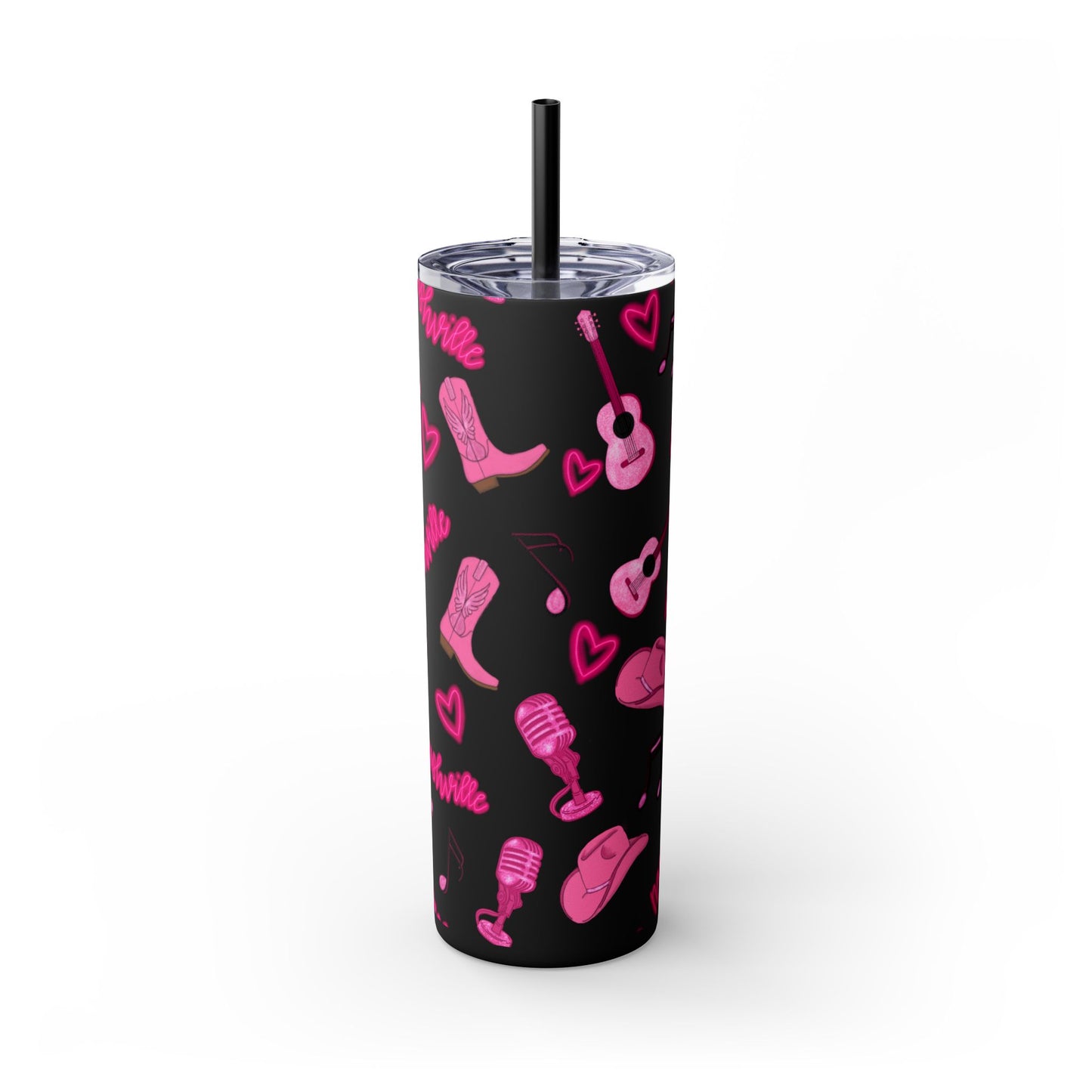 Pink Nashville Themed Skinny Tumbler | 20oz Drink Cup for Concerts, Parties, Gifts, Festivals, or Daily Use