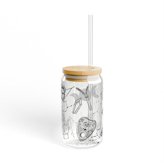 Mystical Sipper Glass, 16oz | Artistic Drinkware, Eco-Friendly Beverage Container, Unique Gift for Tea/Coffee Lovers, Home Decor, Wellness