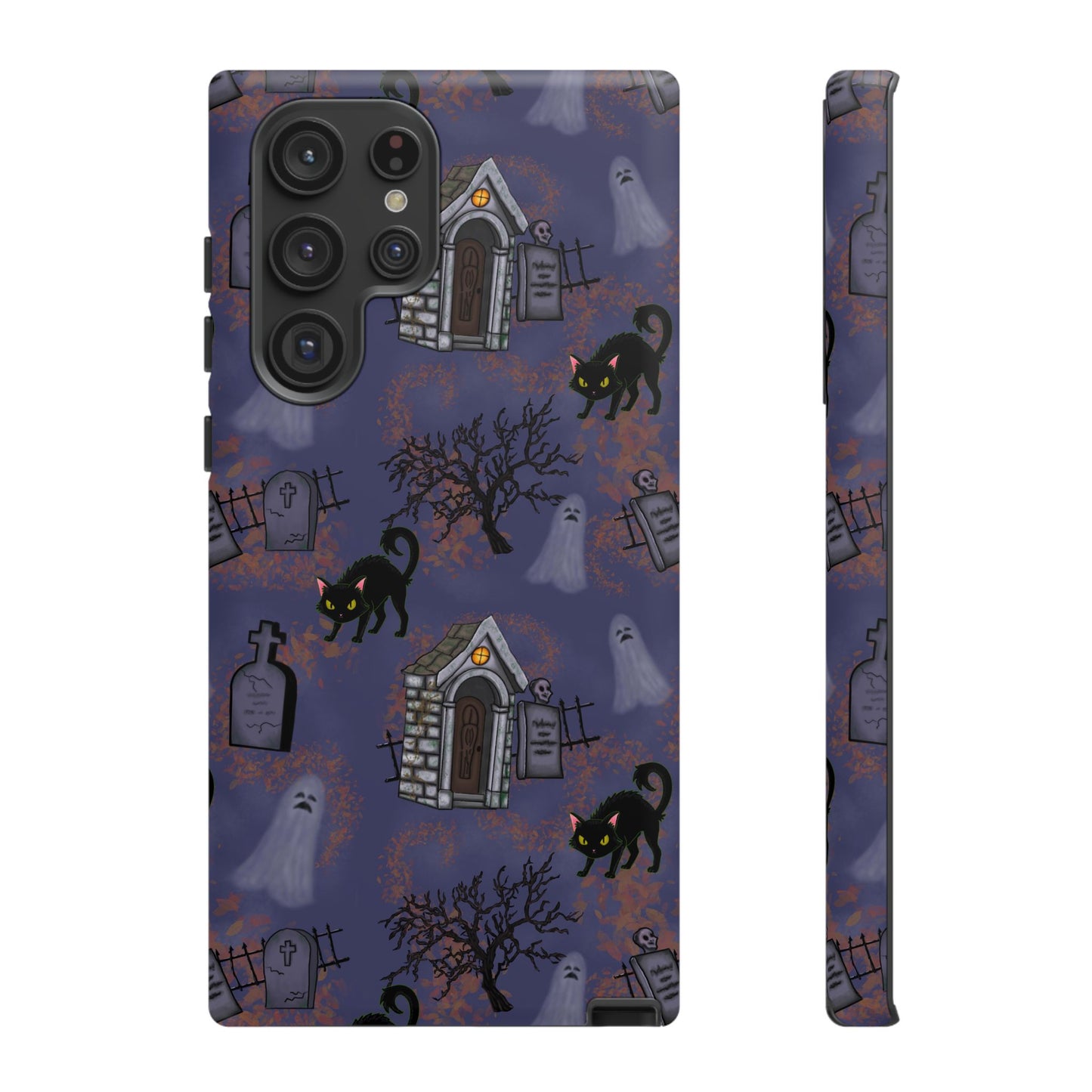 Halloween Phone Case, Spooky Cat Design, Tough Phone Cover, Gift for Cat Lovers, Fall Decor, Halloween Accessories