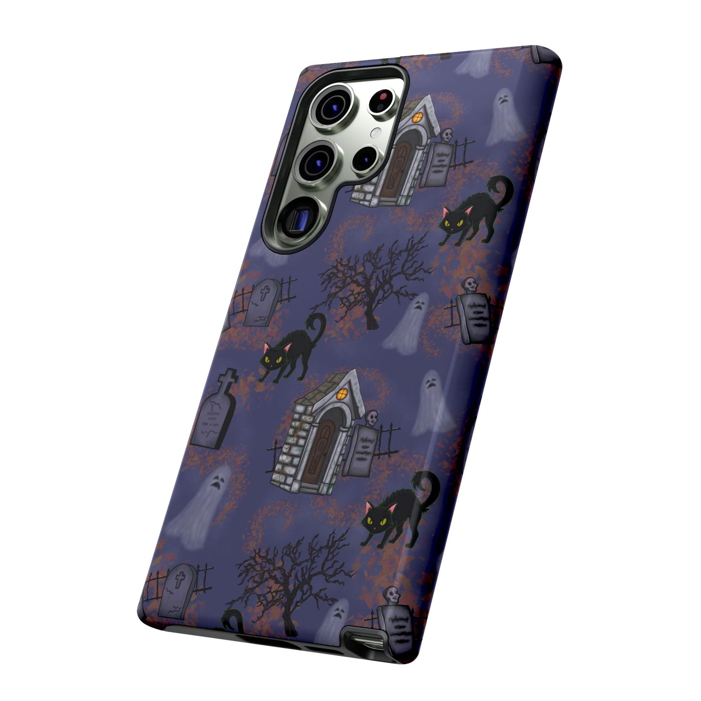 Halloween Phone Case, Spooky Cat Design, Tough Phone Cover, Gift for Cat Lovers, Fall Decor, Halloween Accessories