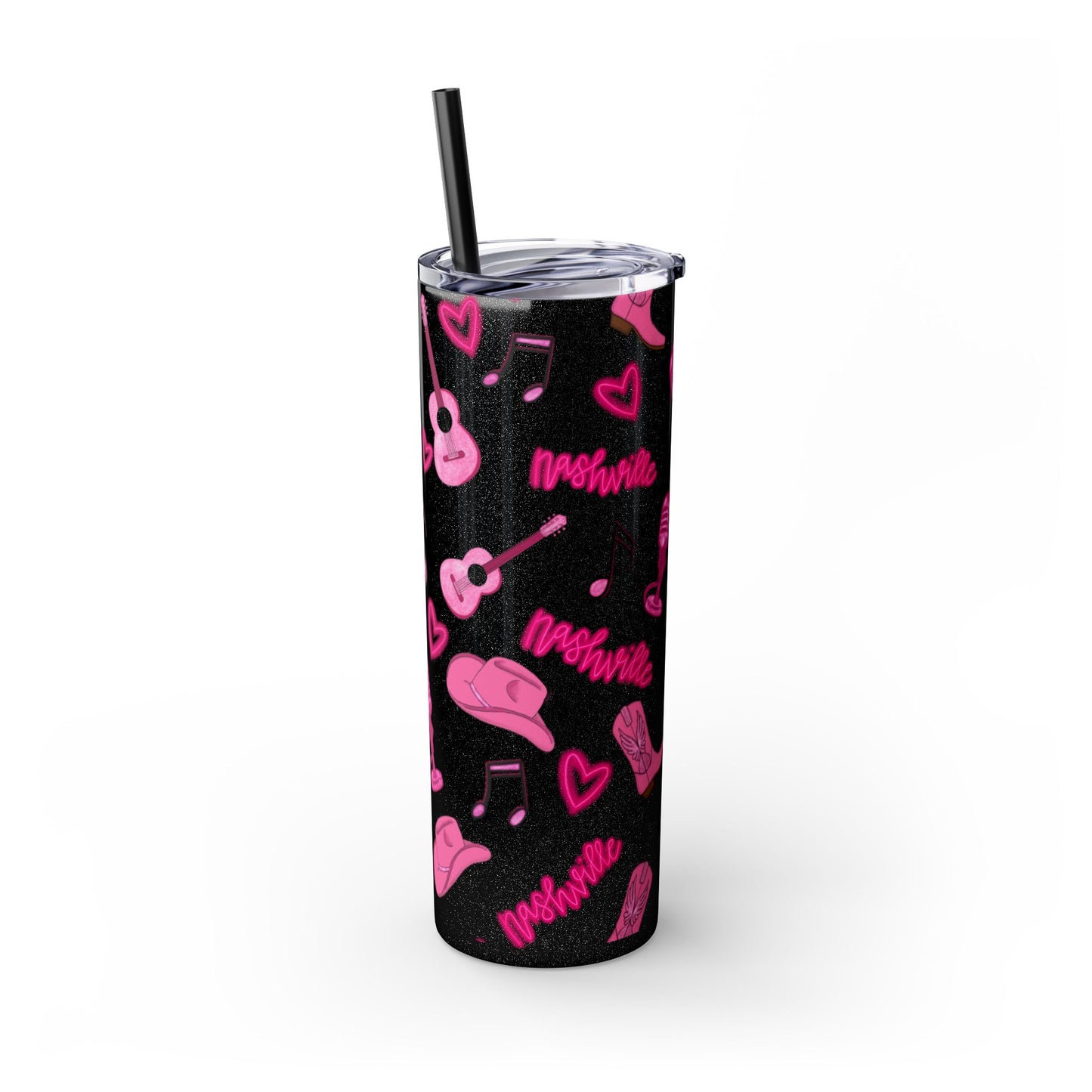 Pink Nashville Themed Skinny Tumbler | 20oz Drink Cup for Concerts, Parties, Gifts, Festivals, or Daily Use