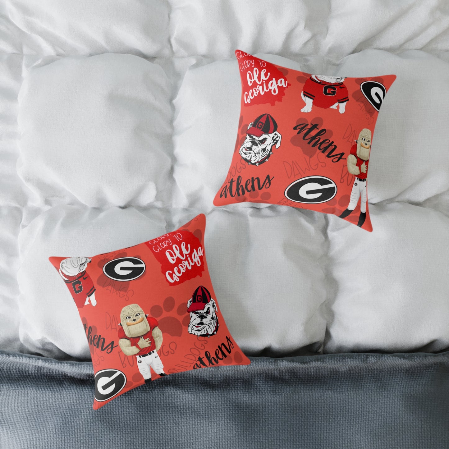 University of Georiga Spirit Throw Pillow, Georgia Bulldogs Decor, College Room Accent, Sports Fan Gift, Georgia Pride Cushion