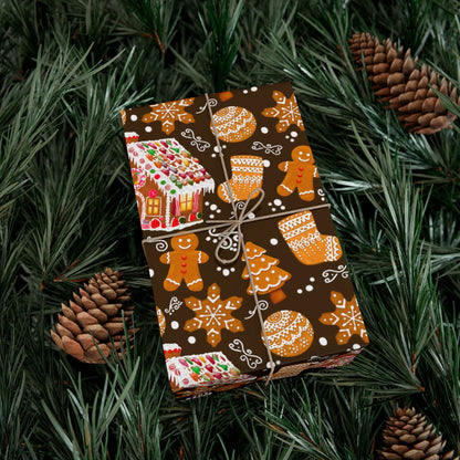 Gingerbread House Holiday Gift Wrap Paper