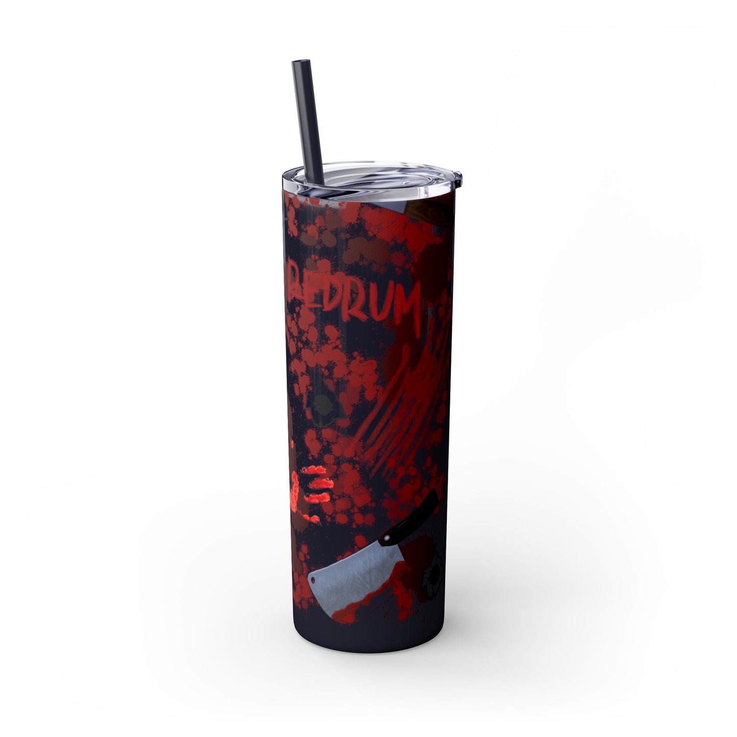 Blood Splatter Print Skinny Tumbler | 20oz Insulated Travel Cup, Unique Gift for Artists, Halloween Decor, Stylish Water Bottle, Revenge Themed