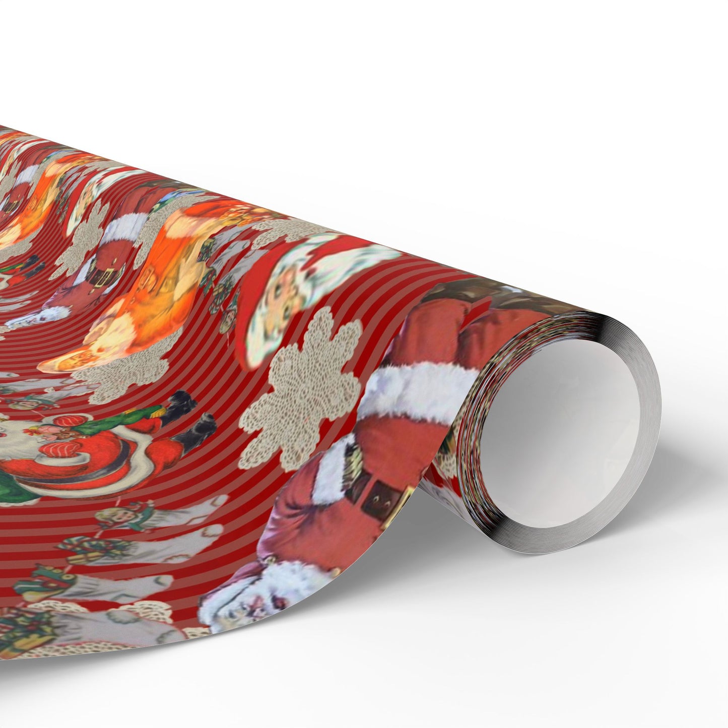 Vintage Santa & Ornaments Christmas Wrapping Paper Roll