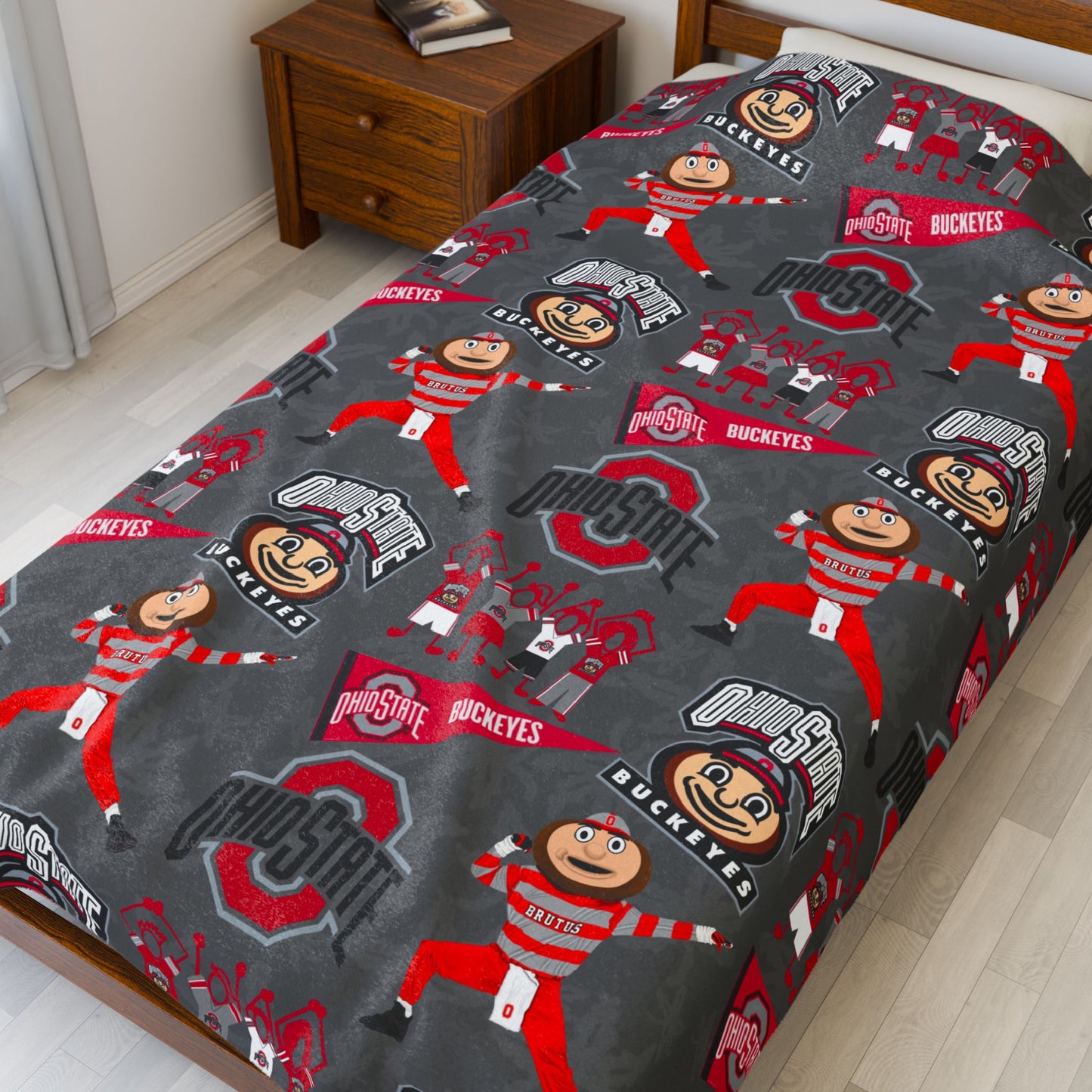 Ohio State Velveteen Plush Blanket, Cozy Sports Throw Blanket, College Fan Gift, Soft Fleece Blanket, Warm Home Décor