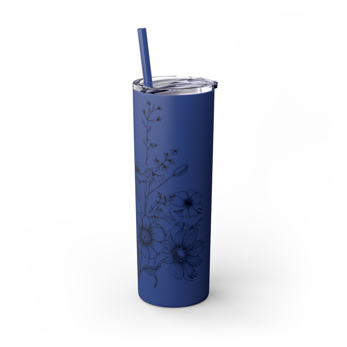 Floral Skinny Tumbler, Elegant Flower Design Drinkware, Perfect for Weddings, Gifts, or Everyday Use