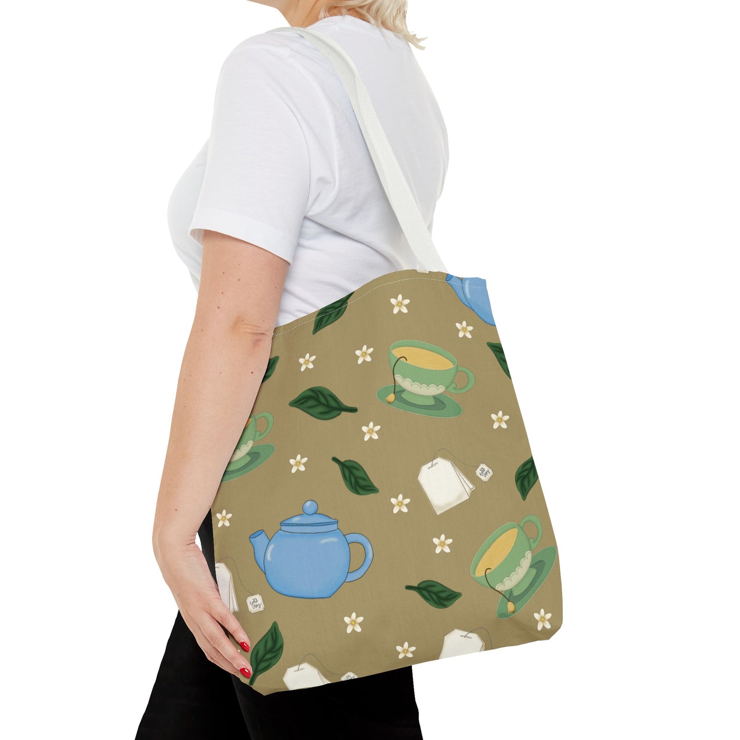 Teapot Tote Bag, Eco-Friendly Shopping Bag, Floral Design Tote, Gift for Tea Lovers, Everyday Carryall