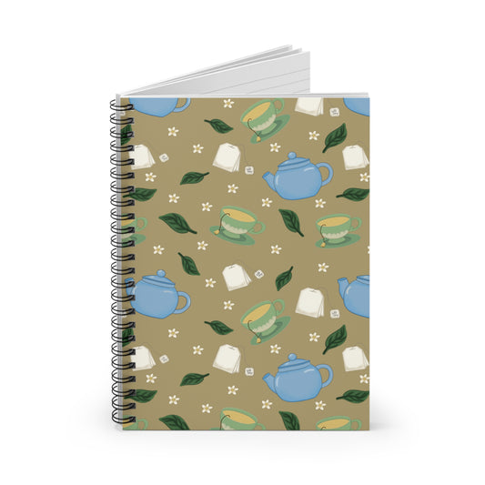 Tea-Themed Spiral Notebook, Perfect for Journaling, Note Taking, and Gifts for Tea Lovers