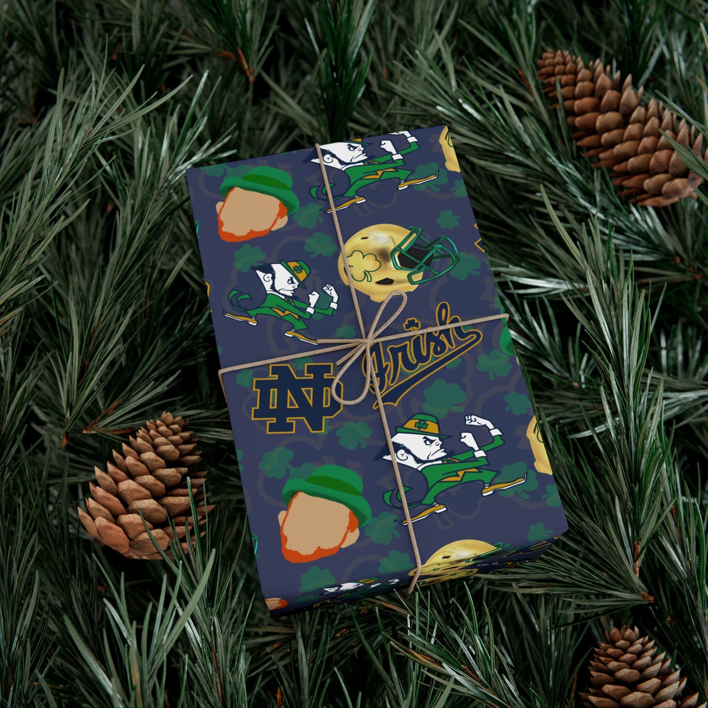 Notre Dame Fighting Irish Gift Wrap Paper – College Football Themed Wrapping Sheets