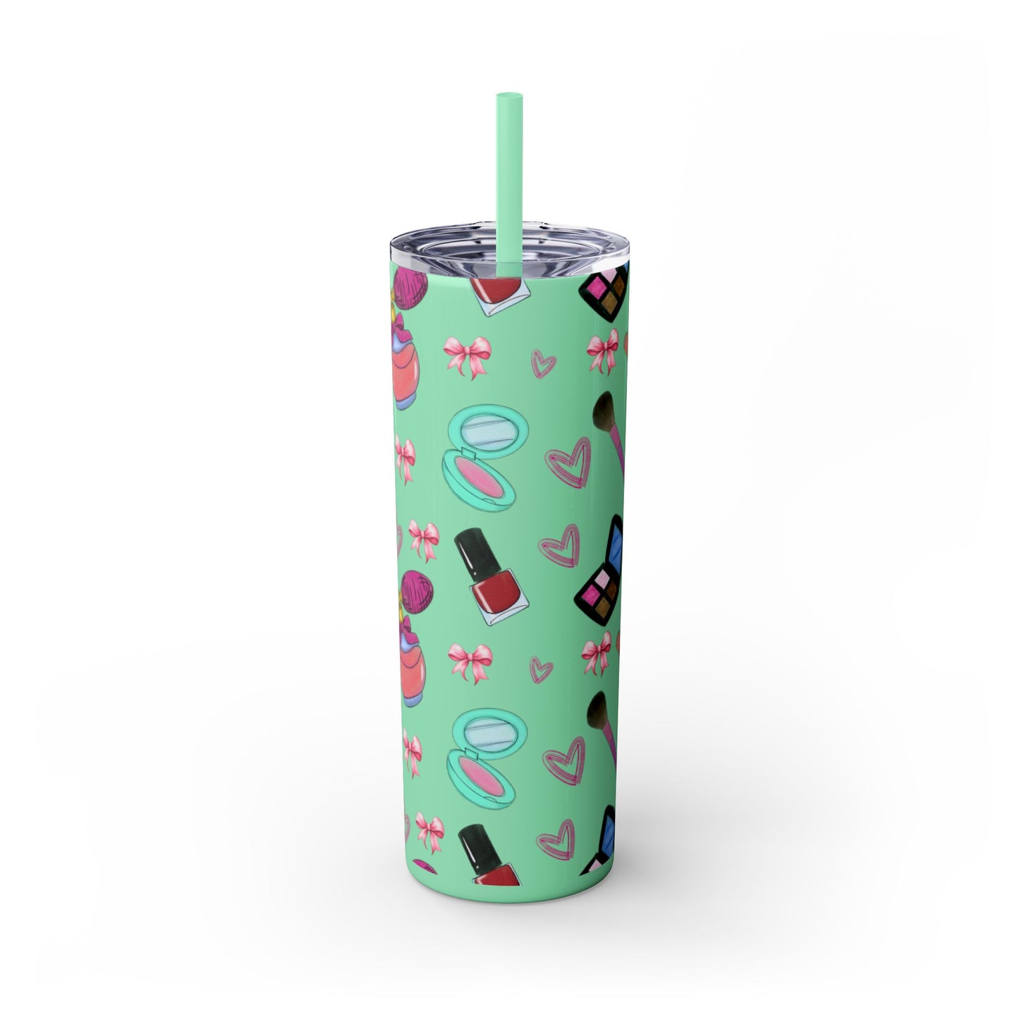 Cosmetic-Themed Skinny Tumbler with Straw | Perfect Gift for Makeup Lovers, Fashionistas, Beauty Enthusiasts, Birthday Celebrations, [...]