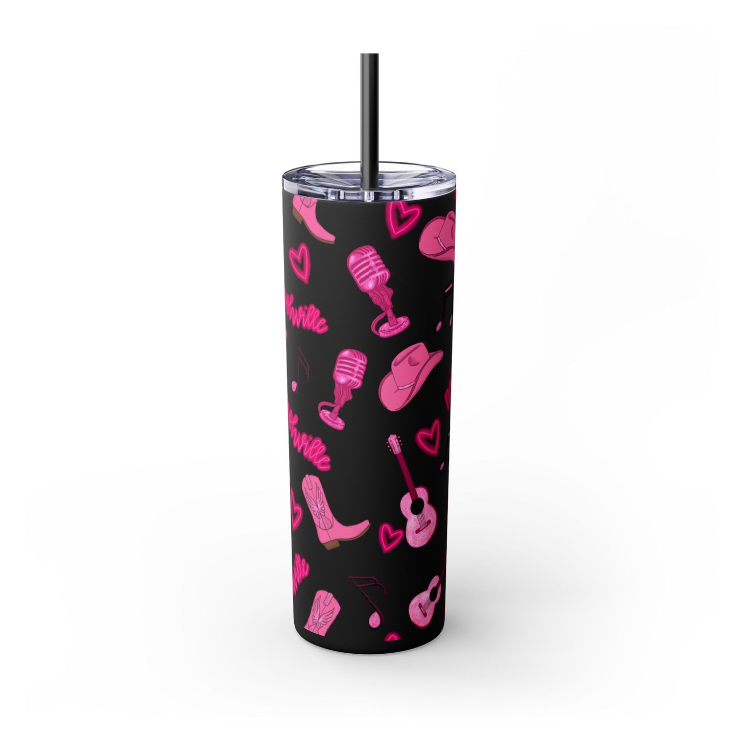 Pink Nashville Themed Skinny Tumbler | 20oz Drink Cup for Concerts, Parties, Gifts, Festivals, or Daily Use