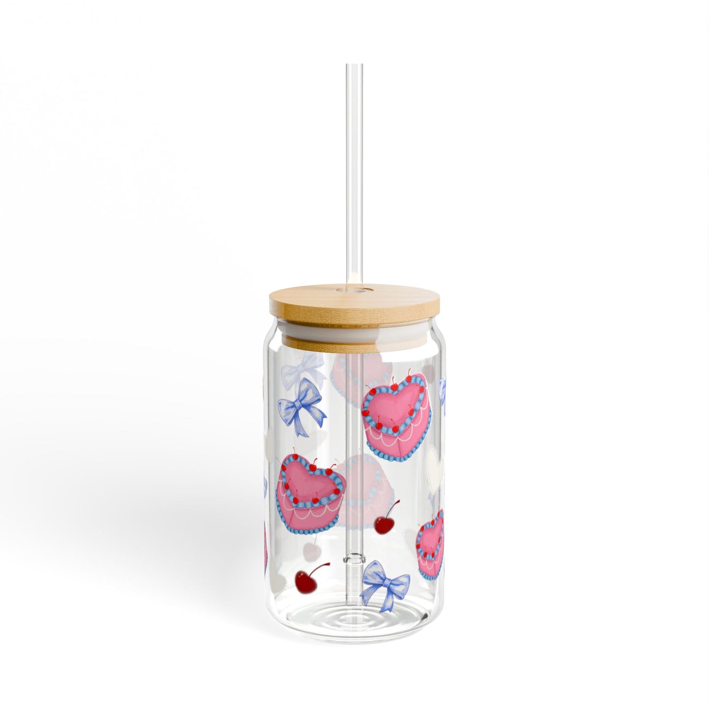 Cute Cake Sipper Glass, 16oz Drinkware, Gift for Baker, Party Favor, Summer Drinkware, Kitchen Decor, Eco-Friendly Beverage