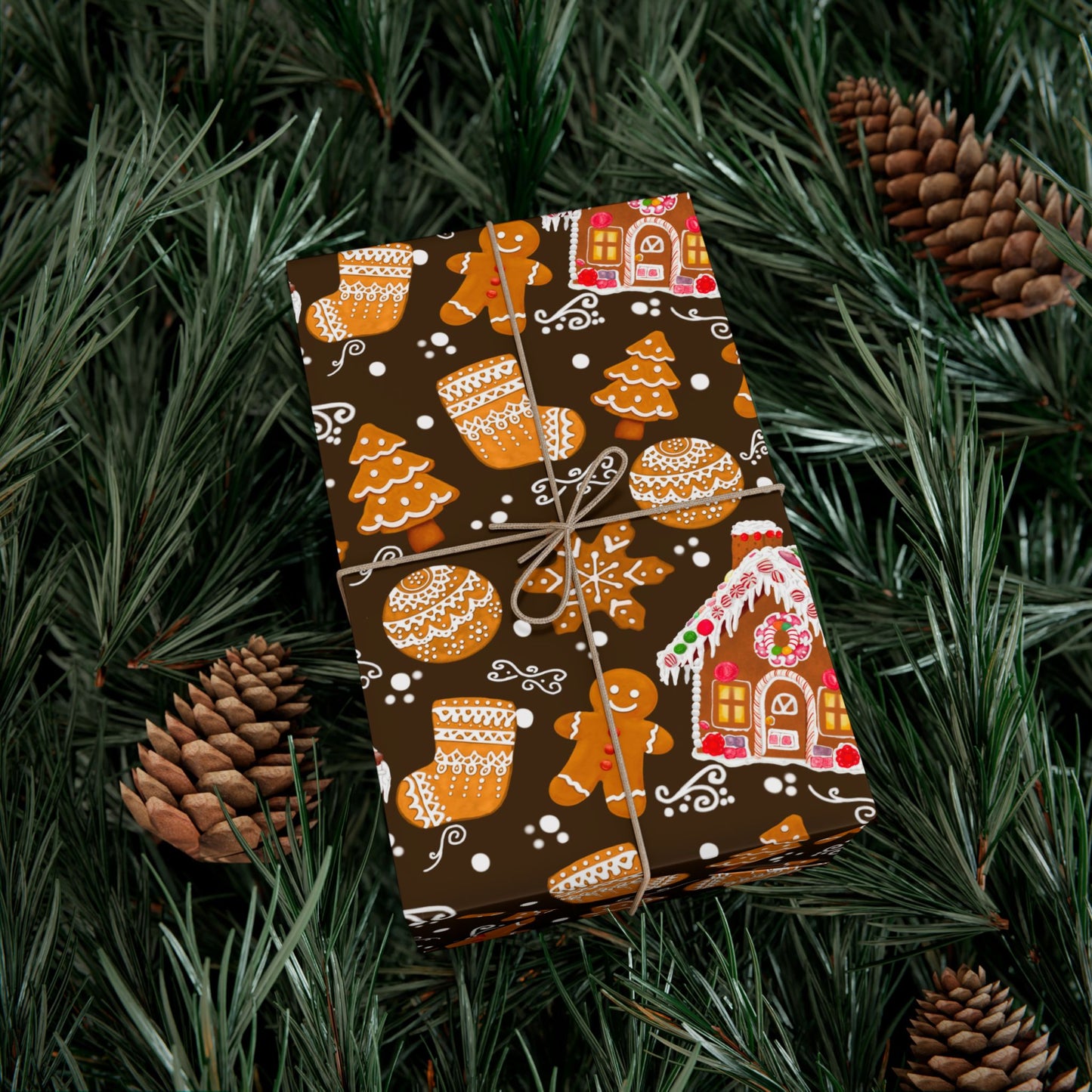 Gingerbread House Holiday Gift Wrap Paper