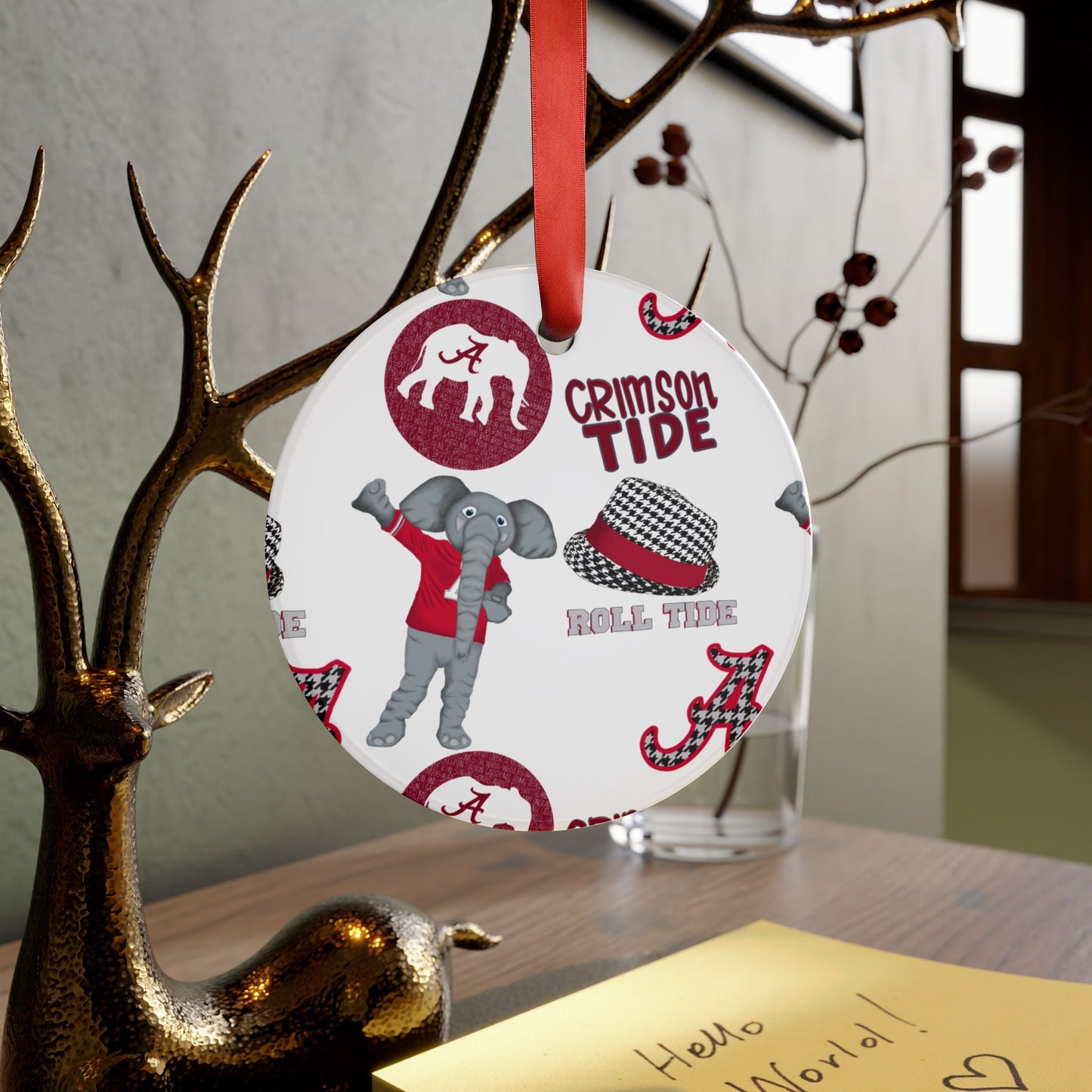 Crimson Tide Acrylic Ornament with Ribbon, University of Alabama Holiday Decor, Elephant Theme, Gift for Fans, Christmas Ornament, [...]