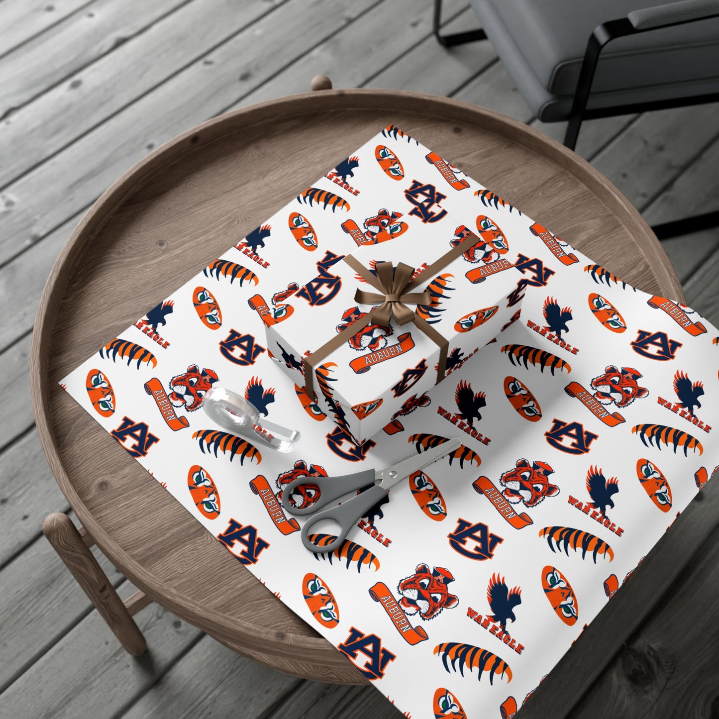 Auburn Tigers Patterned Gift Wrap Paper – Collegiate Football Wrapping Sheets (Includes AU Logos, War Eagle & Tiger Motifs)