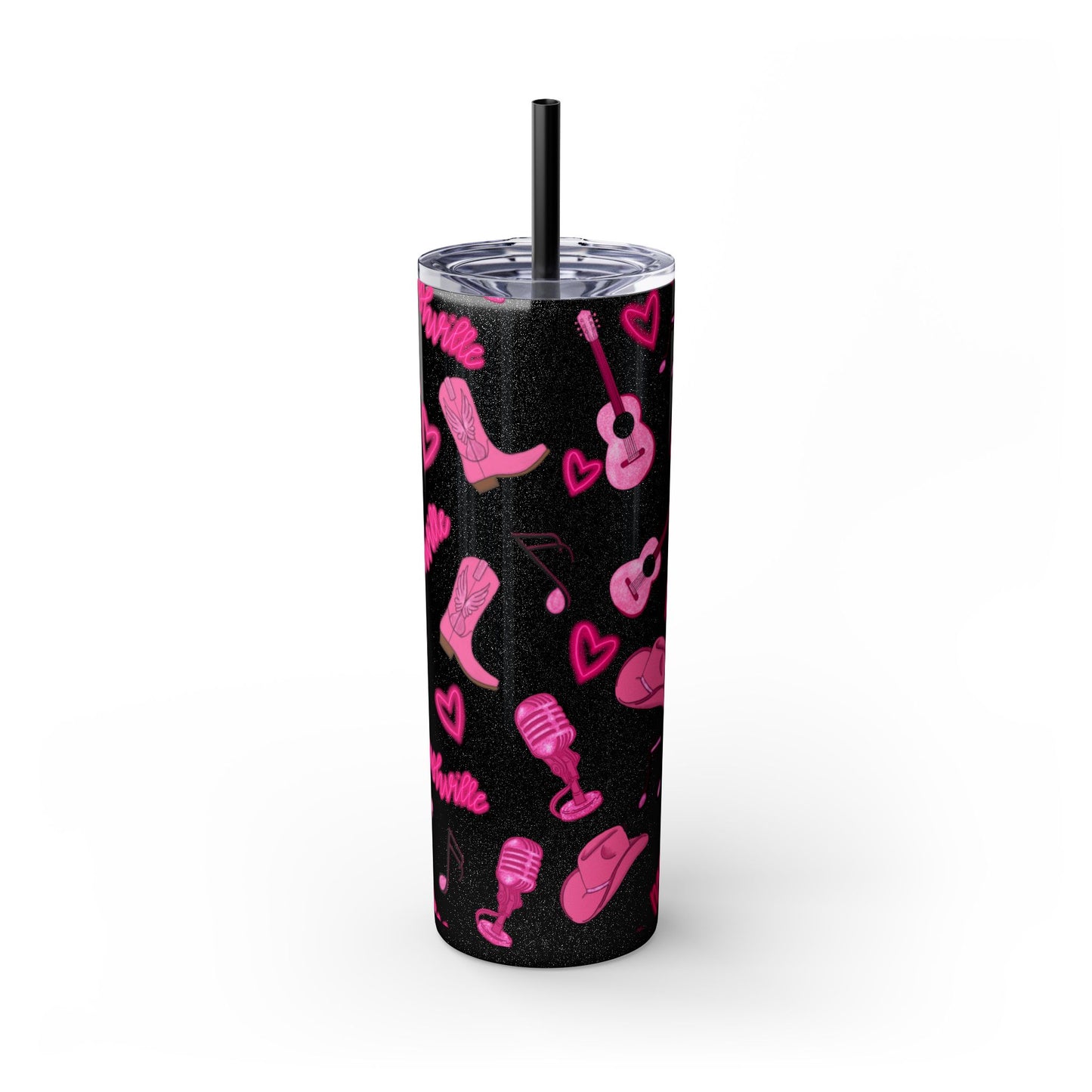Pink Nashville Themed Skinny Tumbler | 20oz Drink Cup for Concerts, Parties, Gifts, Festivals, or Daily Use