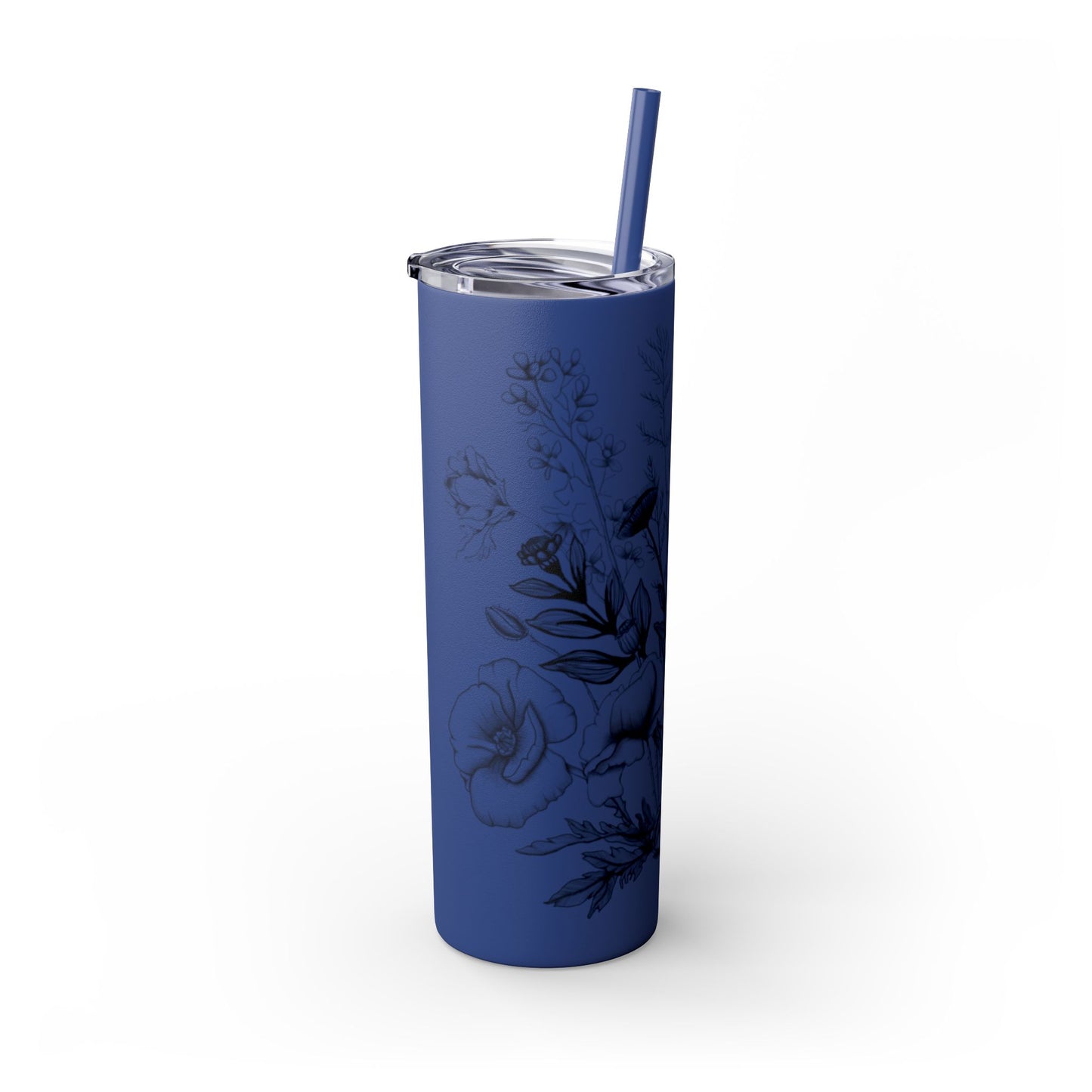 Floral Skinny Tumbler, Elegant Flower Design Drinkware, Perfect for Weddings, Gifts, or Everyday Use