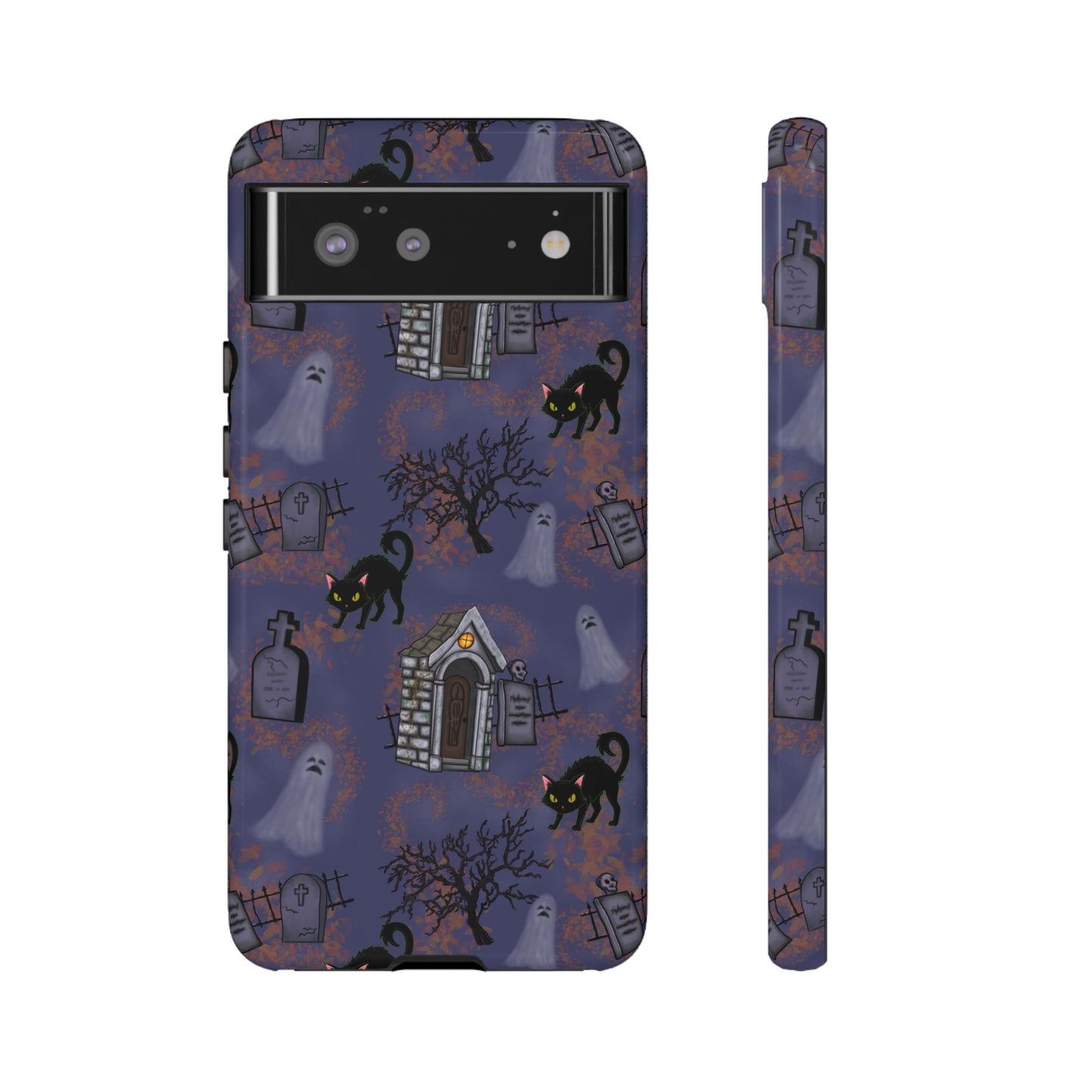 Halloween Phone Case, Spooky Cat Design, Tough Phone Cover, Gift for Cat Lovers, Fall Decor, Halloween Accessories