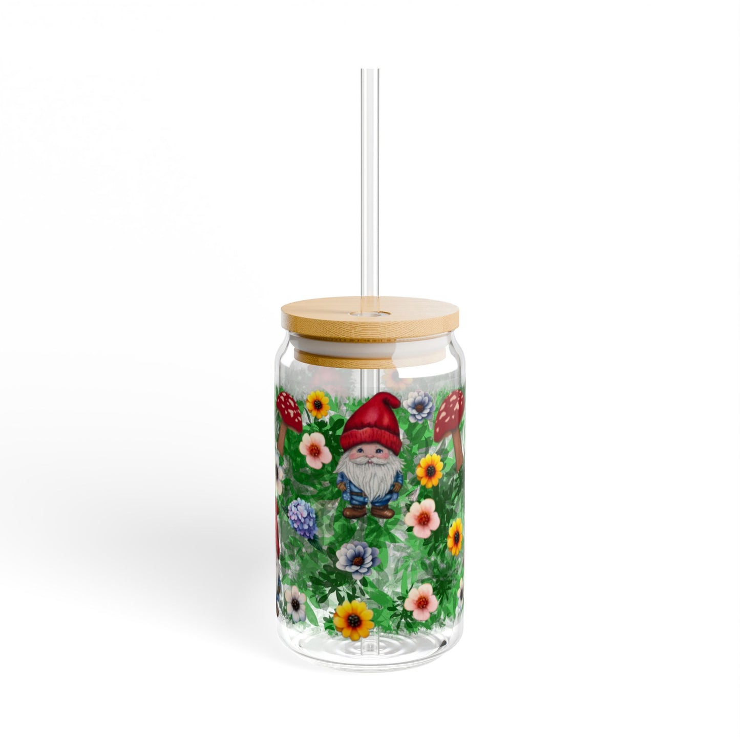 Gnome Garden Sipper Glass, 16oz