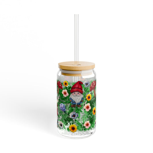 Gnome Garden Sipper Glass, 16oz