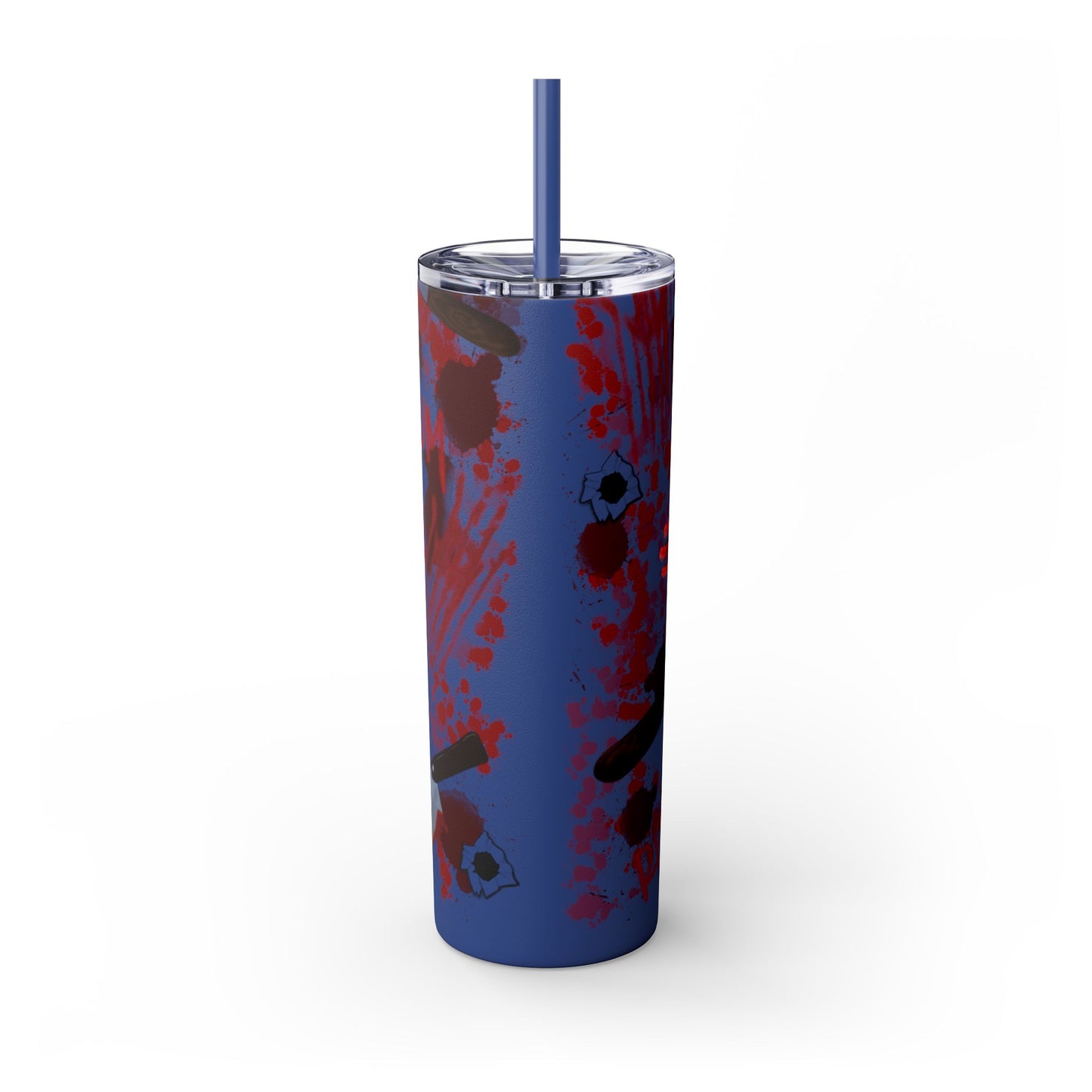 Blood Splatter Print Skinny Tumbler | 20oz Insulated Travel Cup, Unique Gift for Artists, Halloween Decor, Stylish Water Bottle, Revenge Themed