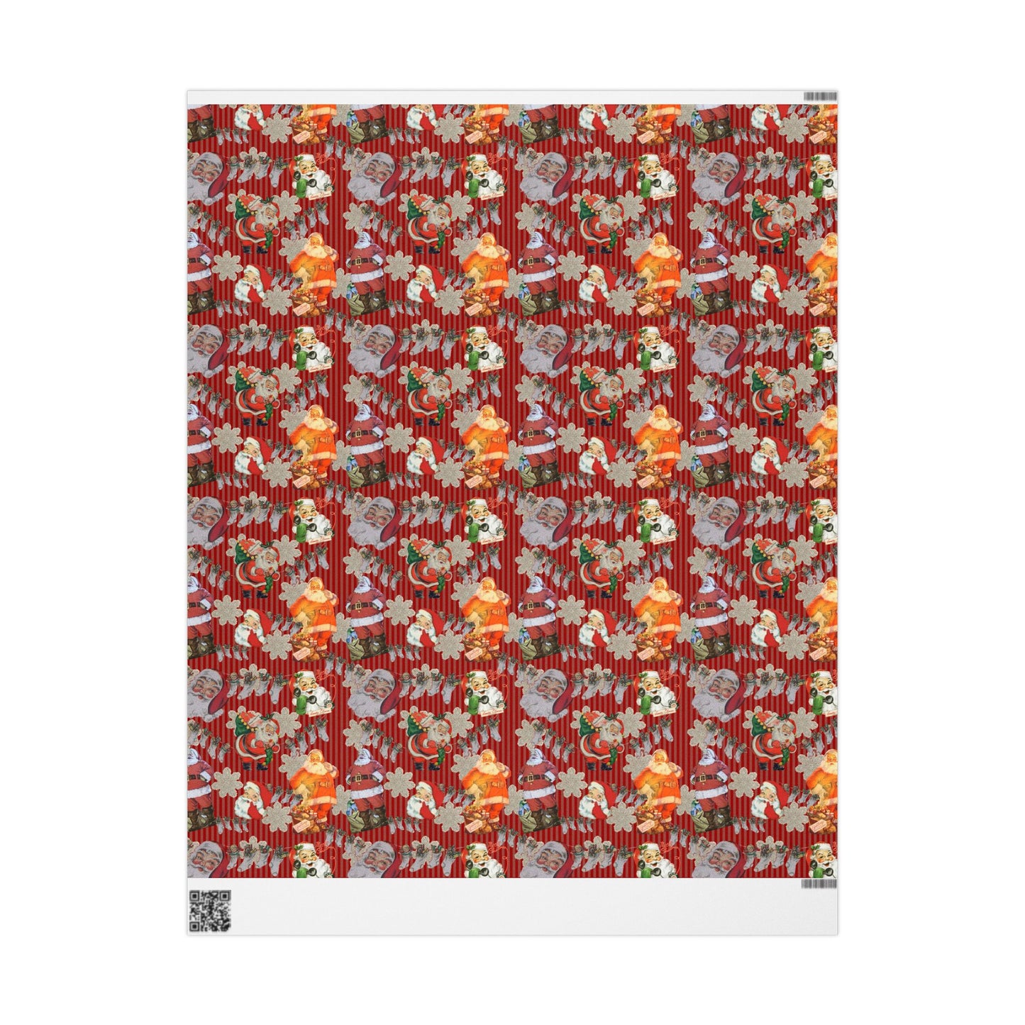 Vintage Santa & Ornaments Christmas Wrapping Paper Roll