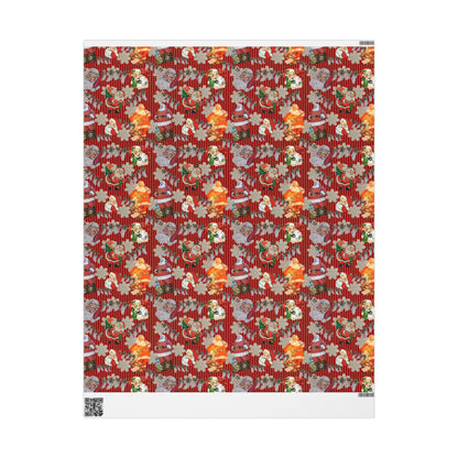 Vintage Santa & Ornaments Christmas Wrapping Paper Roll