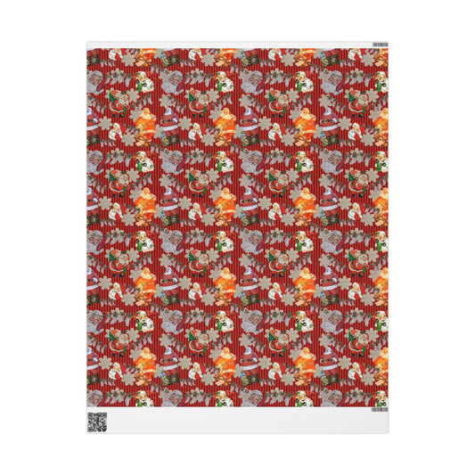 Vintage Santa & Ornaments Christmas Wrapping Paper Roll