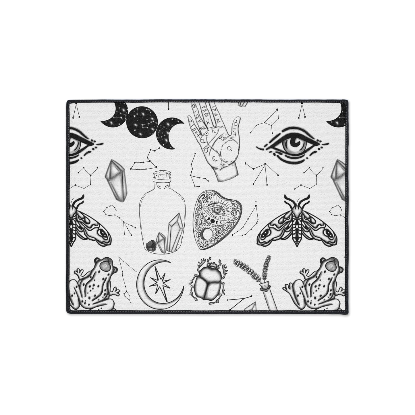 Witchy Mystical Floor Mat with Mystical Design, Rug for Yoga & Meditation, Heavy Duty Doormat, Gift for Spirituality Lovers, Home Decor