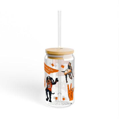 Tennessee Sipper Glass, 16oz | Cute Drinking Jar with Straw | College Fan Gift | Fall Football Season Decor | Unique Party Cup