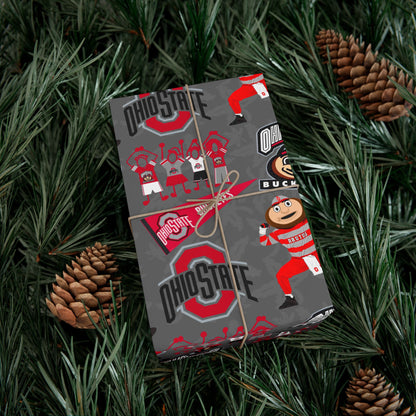 Ohio State Buckeyes Gift Wrap Paper - Brutus Mascot College Football Wrapping Paper