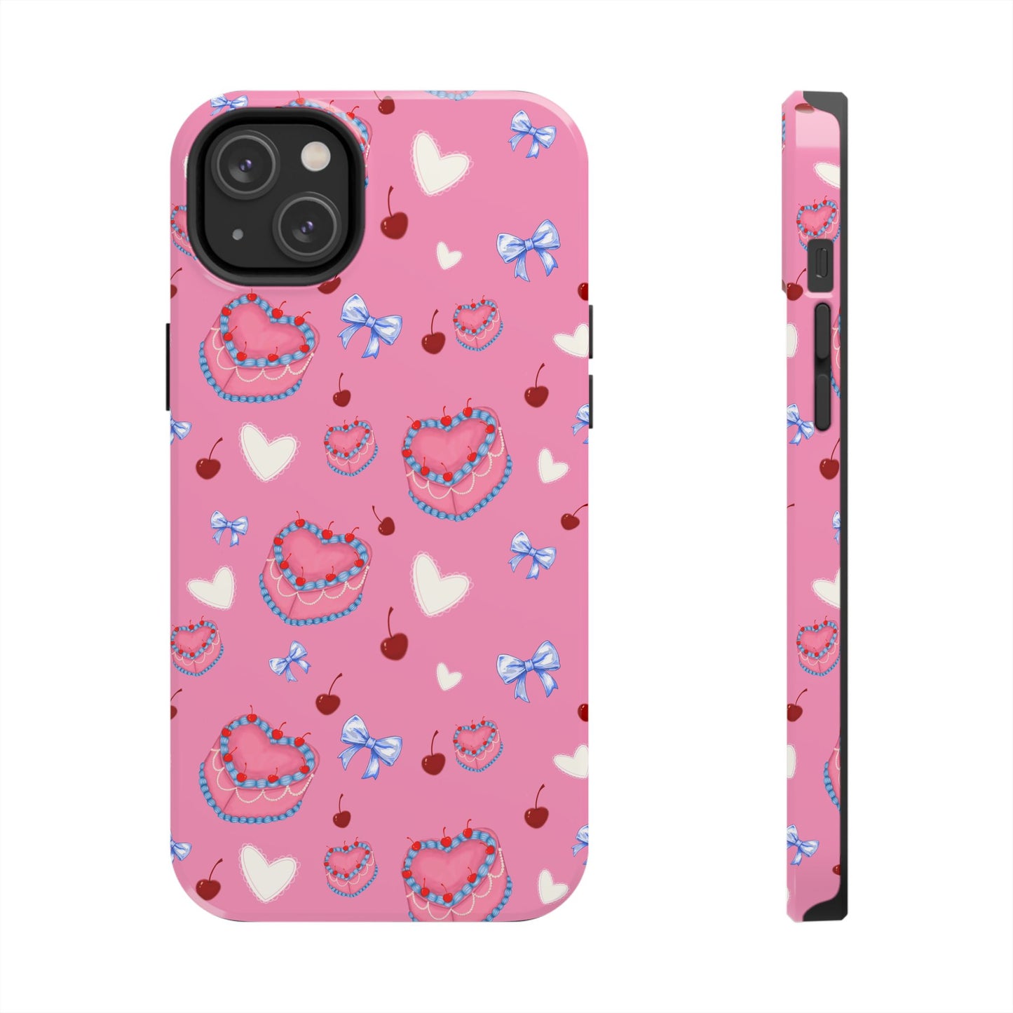 Hearts and Cake Patterned Phone Cases with Bow and Cherry Designs, Durable Phone Cover, Trendy Gift for Teens, Stylish Accessory, Perfect for [...]
