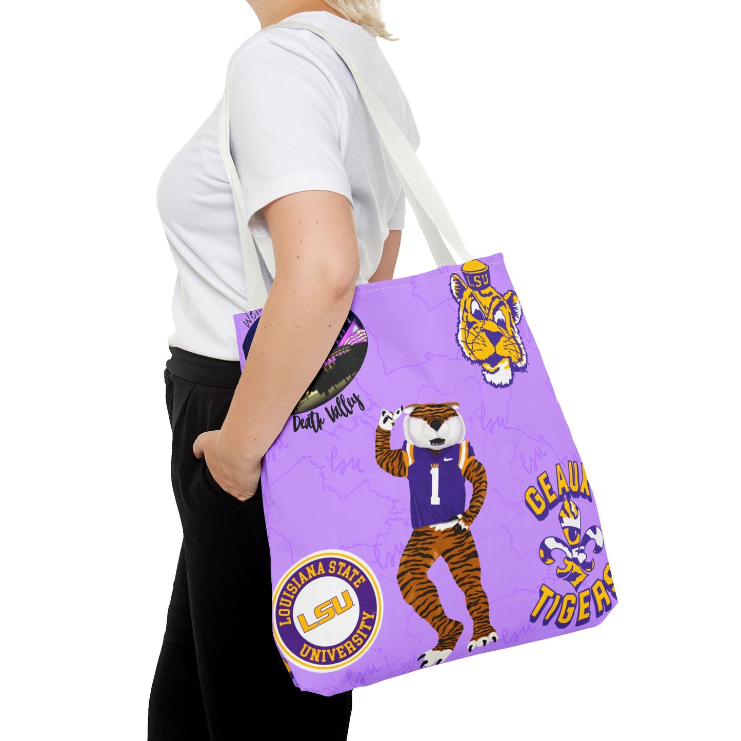 LSU Spirit Tote Bag, Purple Graphic Tote, College Pride Bag, Everyday Essentials, Game Day Tote, Unique Gifts for Students