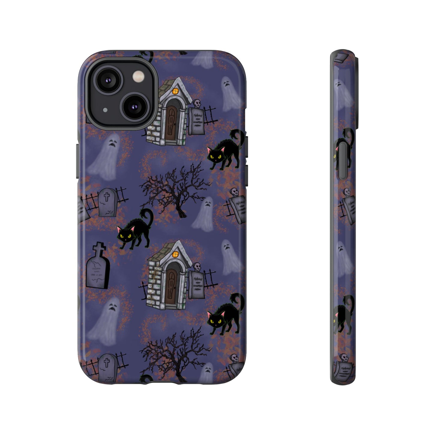 Halloween Phone Case, Spooky Cat Design, Tough Phone Cover, Gift for Cat Lovers, Fall Decor, Halloween Accessories