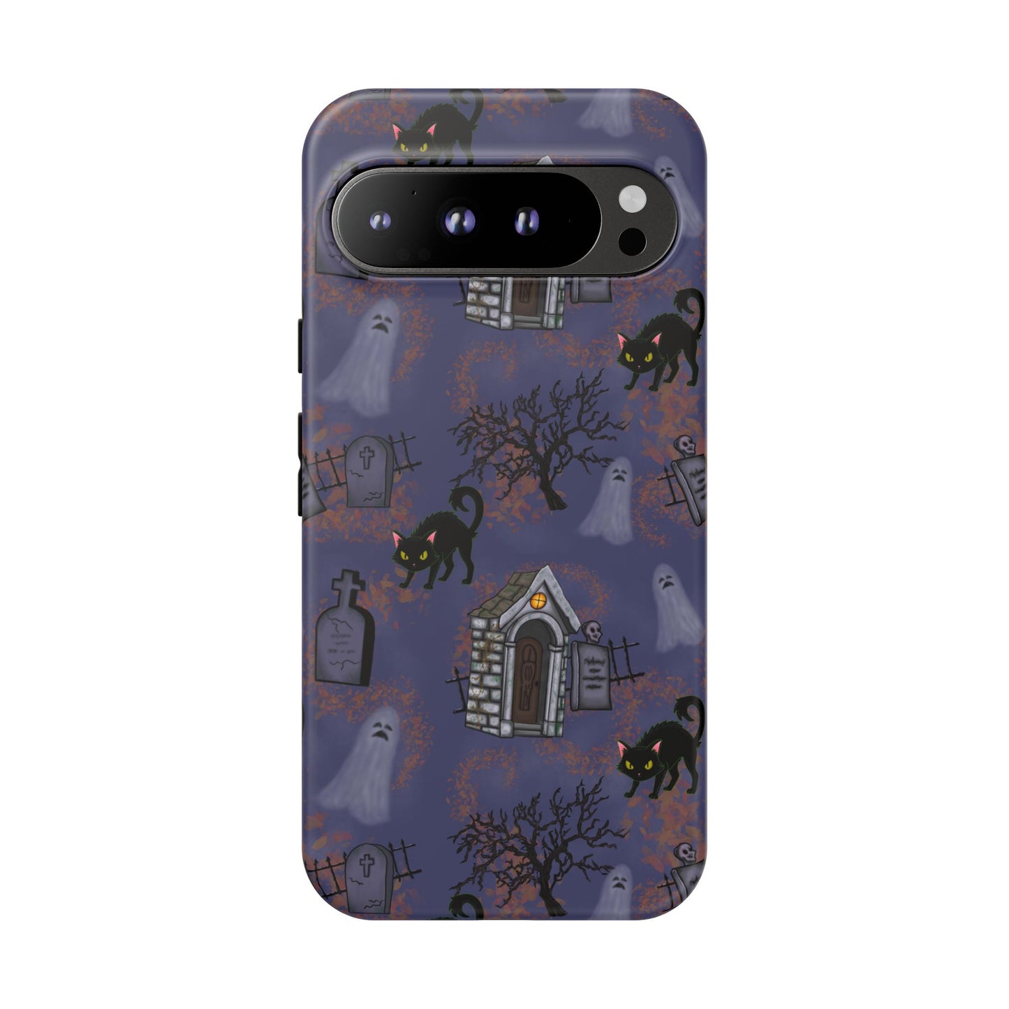 Halloween Phone Case, Spooky Cat Design, Tough Phone Cover, Gift for Cat Lovers, Fall Decor, Halloween Accessories