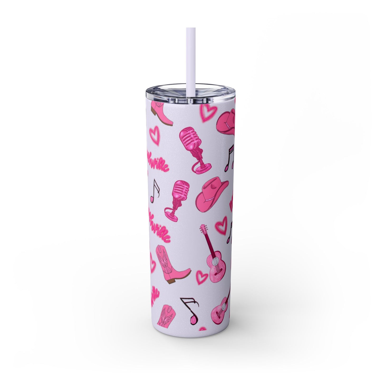 Pink Nashville Themed Skinny Tumbler | 20oz Drink Cup for Concerts, Parties, Gifts, Festivals, or Daily Use