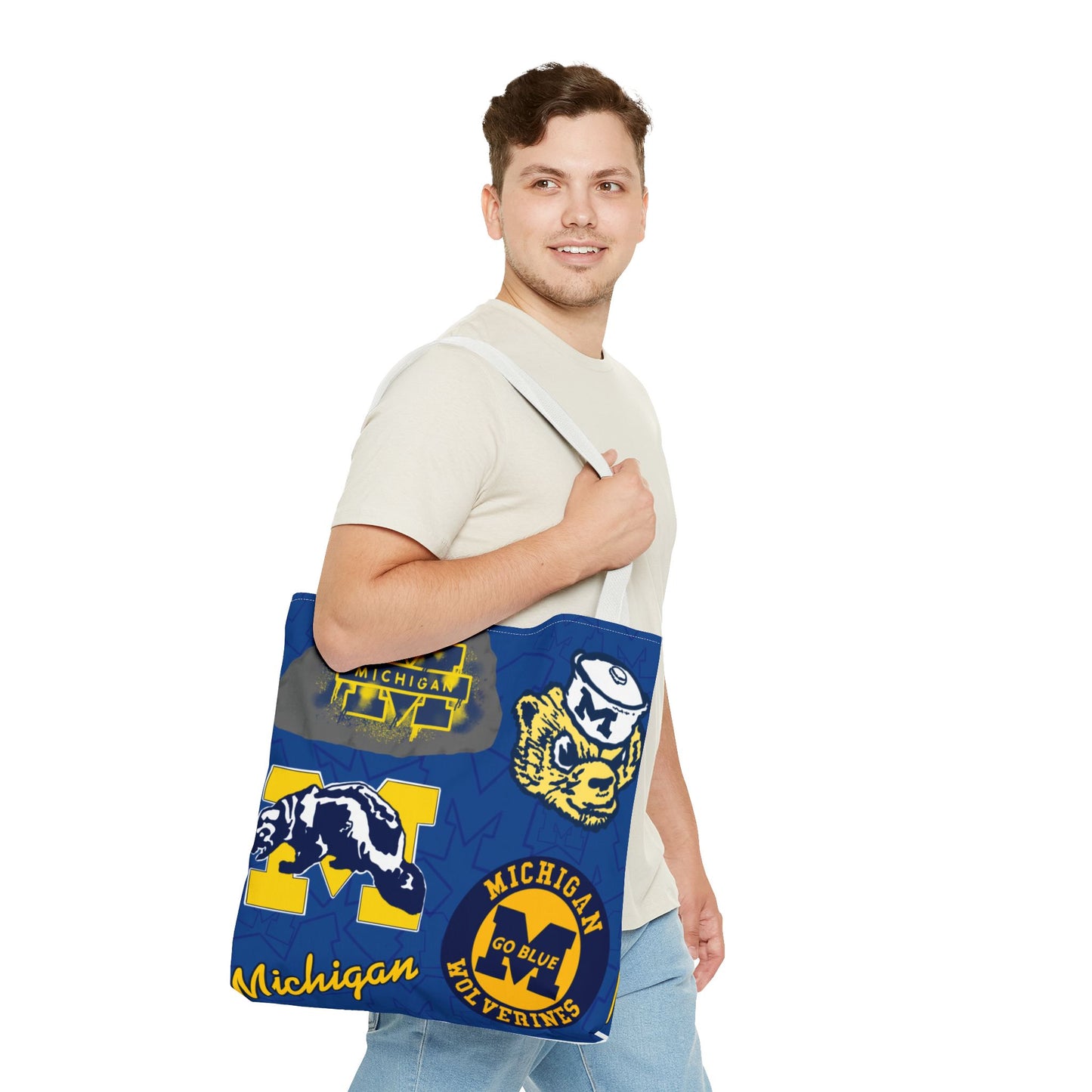 Michigan Spirit Tote Bag, College Student Gift, Game Day Accessory, Team Pride, Sports Tote, University of Michigan