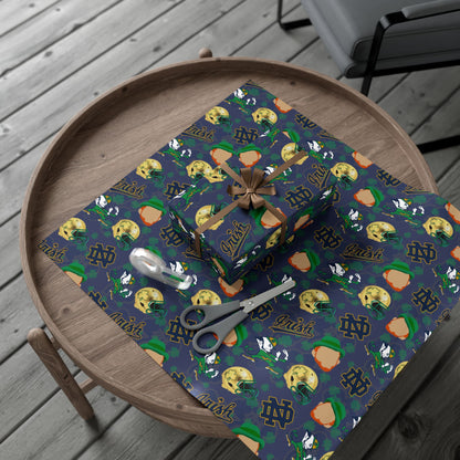 Notre Dame Fighting Irish Gift Wrap Paper – College Football Themed Wrapping Sheets