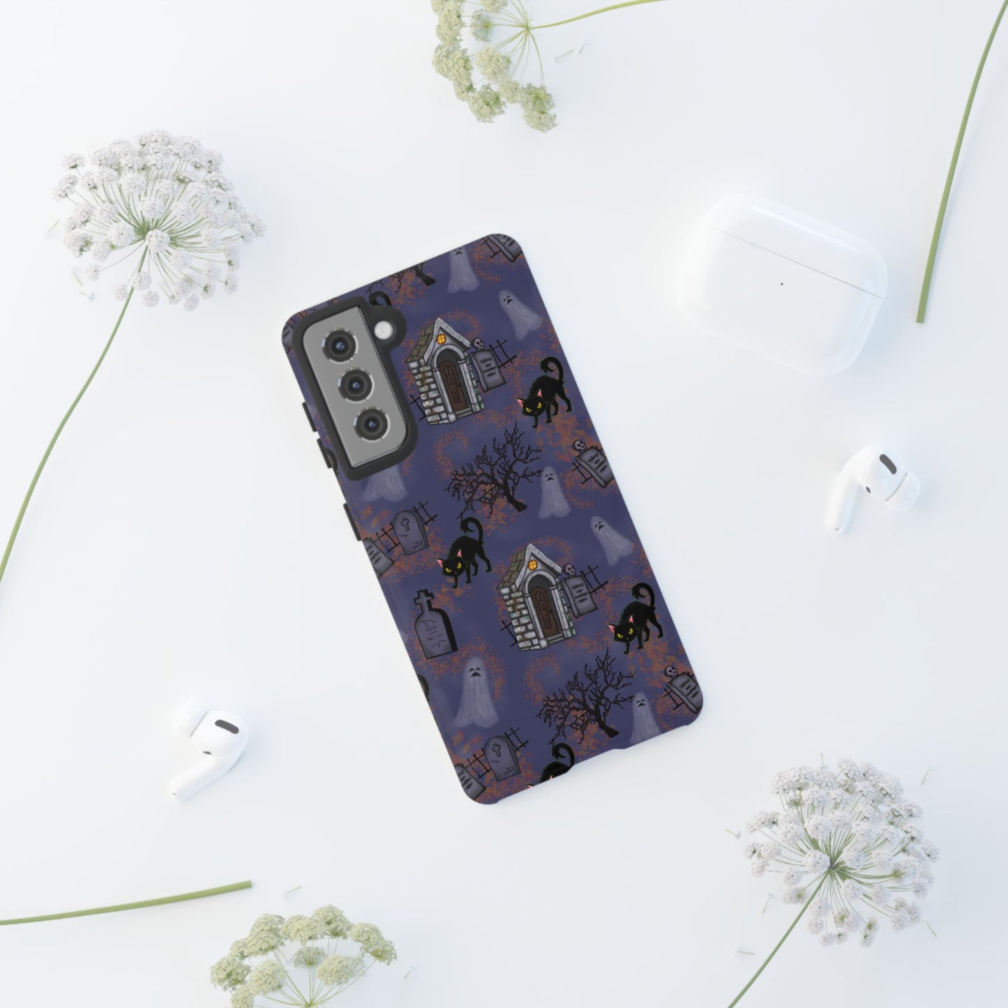 Halloween Phone Case, Spooky Cat Design, Tough Phone Cover, Gift for Cat Lovers, Fall Decor, Halloween Accessories