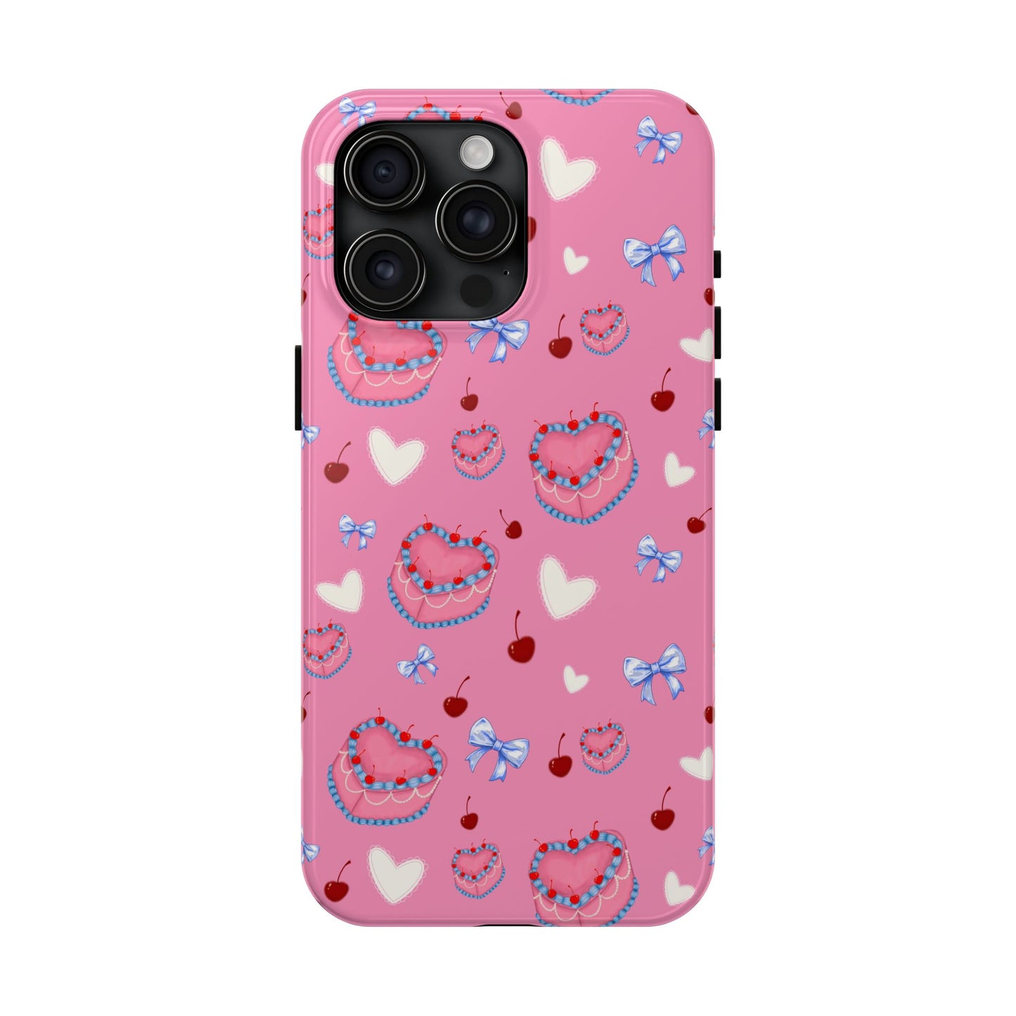 Hearts and Cake Patterned Phone Cases with Bow and Cherry Designs, Durable Phone Cover, Trendy Gift for Teens, Stylish Accessory, Perfect for [...]