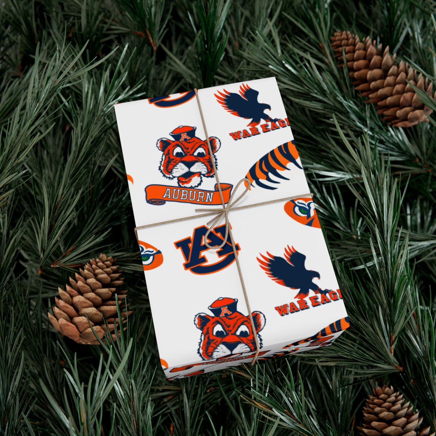 Auburn Tigers Patterned Gift Wrap Paper – Collegiate Football Wrapping Sheets (Includes AU Logos, War Eagle & Tiger Motifs)