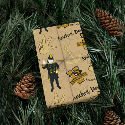 Vanderbilt Pattern Gift Wrap Paper — Personalized College Mascot Wrapping Sheets
