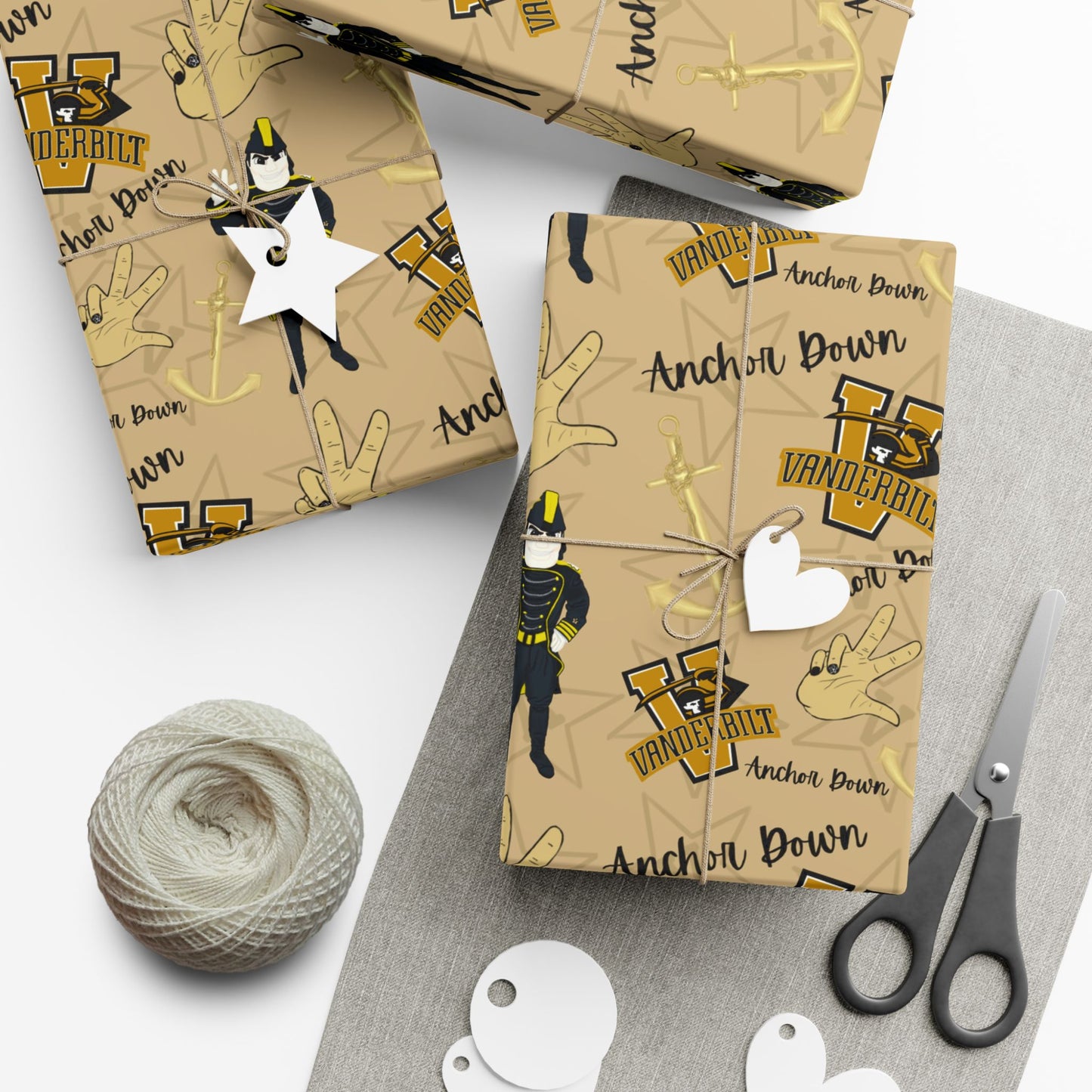 Vanderbilt Pattern Gift Wrap Paper — Personalized College Mascot Wrapping Sheets