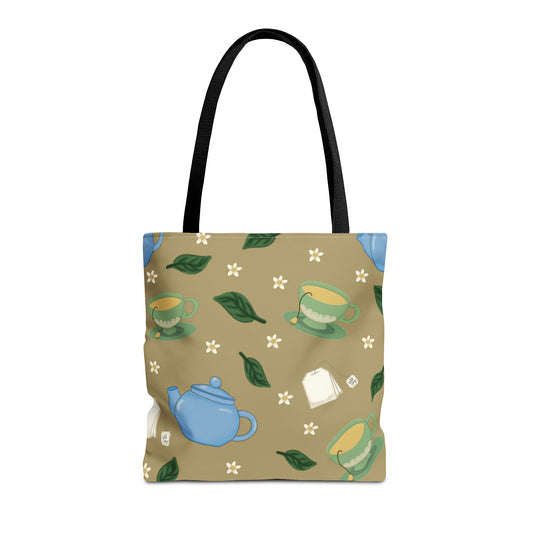 Teapot Tote Bag, Eco-Friendly Shopping Bag, Floral Design Tote, Gift for Tea Lovers, Everyday Carryall