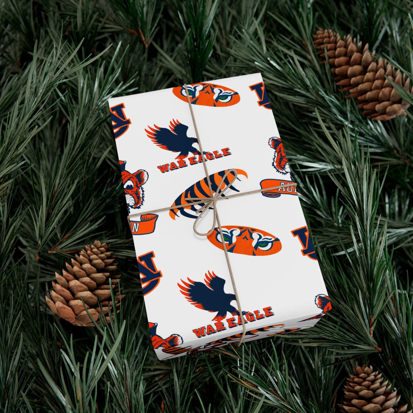 Auburn Tigers Patterned Gift Wrap Paper – Collegiate Football Wrapping Sheets (Includes AU Logos, War Eagle & Tiger Motifs)