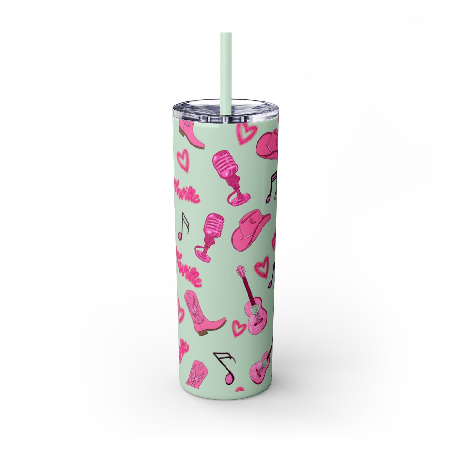 Pink Nashville Themed Skinny Tumbler | 20oz Drink Cup for Concerts, Parties, Gifts, Festivals, or Daily Use